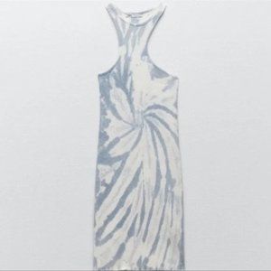 ZARA Light Blue Tie Dye Racerback Casual Sleeveless Tank Short dress size Medium